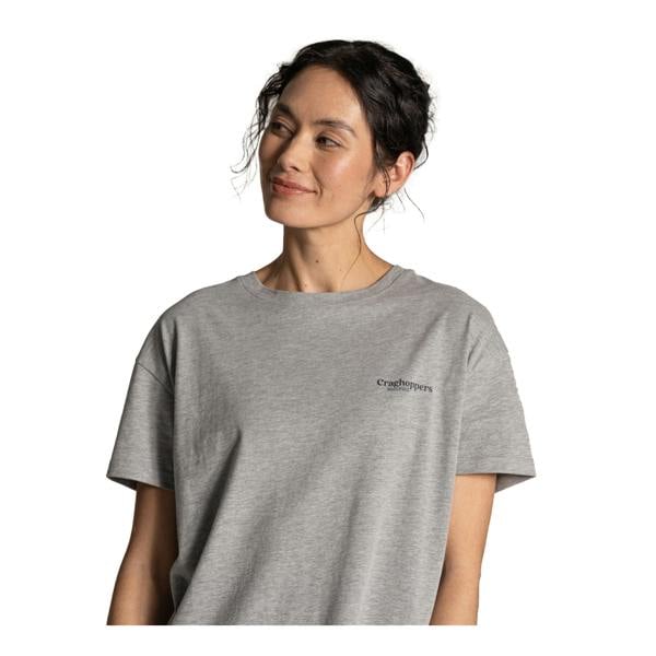 Craghoppers Womens/Ladies Yago Landscape Back Print Short-Sleeved T-Shirt - Soft Grey Marl - 