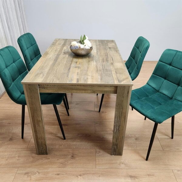 Kosy Koala Dining Set of 4 Dining Table and 4 Green Velvet Chairs Dining Room Furniture