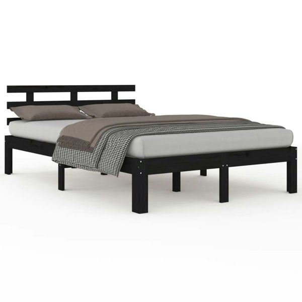 Berkfield Bed Frame Black Solid Wood 200x200 cm