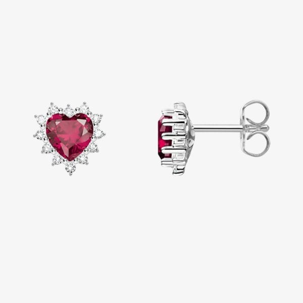 THOMAS SABO Romance Silver Ruby & Cubic Zirconia Heart Stud Earrings H2315-013-10