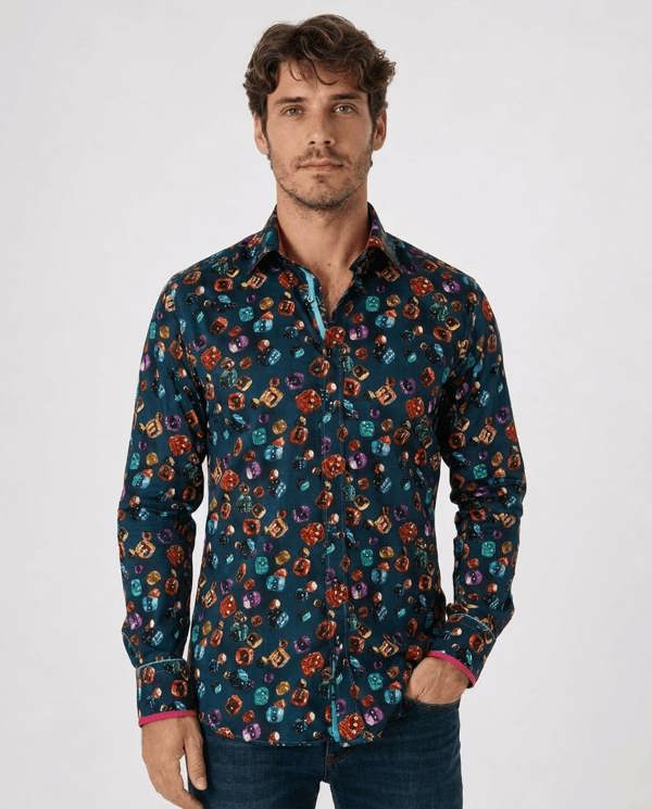 Navy Dice Print Shirt - Claudio Lugli Shirts