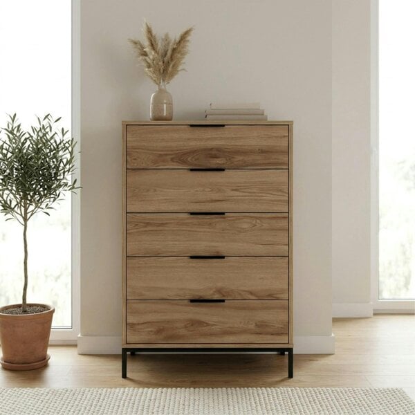 Decortie Mars 5 Drawer Tall Chest of Drawers 70 x 45 x 126.5 cm