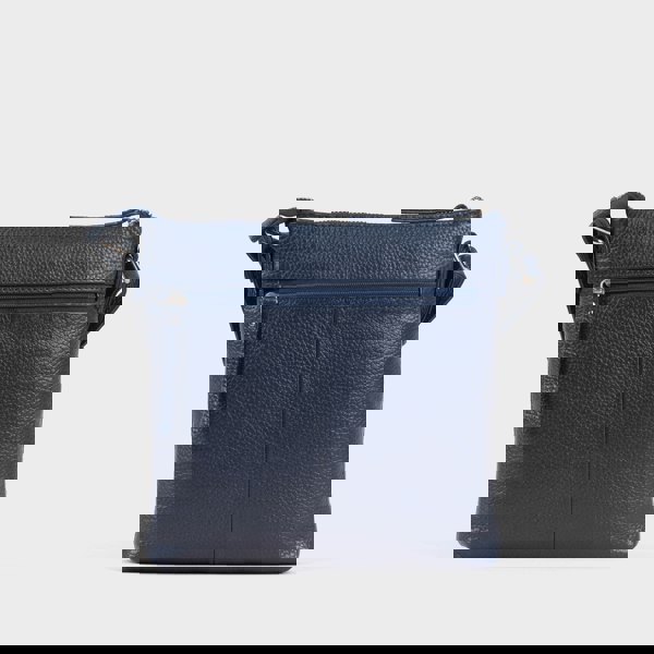 Assots London 'RUE' Navy Pebble Grain Real Leather Crossbody Bag