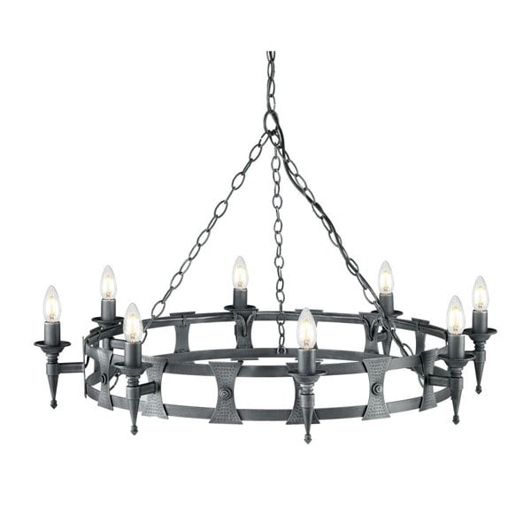 8 Bulb Chandelier Hanging Pendant LIght Black Silver LED E14 60W Bulb Loops