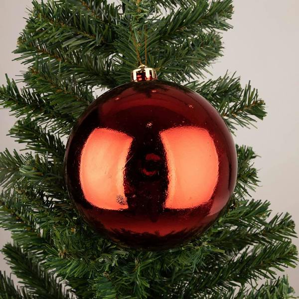 Shatchi 15cm Christmas Baubles Shatterproof Red Tree Decorations, 3 Pack for Festive Indoor and Outdoor Display