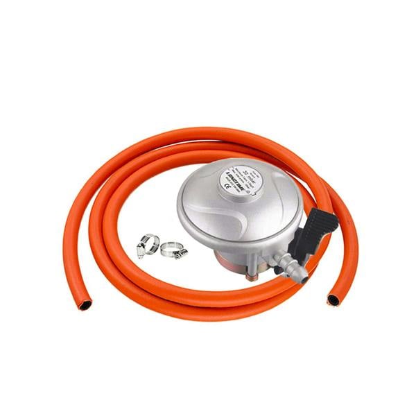 A low-pressure clip-on butane regulator with a hose