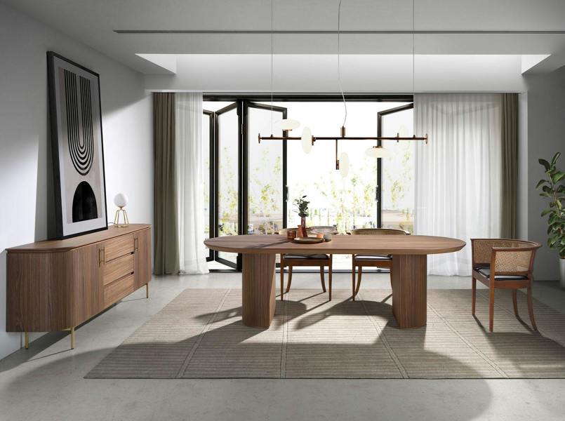 Angel Cerdá Sideboard walnut and golden polished steel 3228