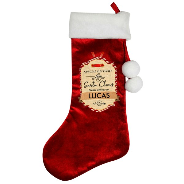Personalised Memento Company Personalised Special Delivery Luxury Red Stocking