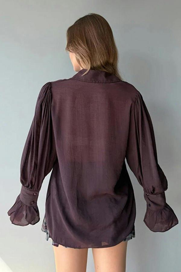 WOVCOR Transparent Soft Feel Boho Shirt with Tie Detail