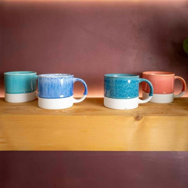 Scandi Home Set of Two 480ml Terra Fusion Coral Reactive Glazed Ceramic Mugs