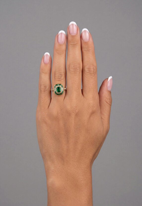 Latelita Great Gatsby Emerald Cocktail Ring Gold
