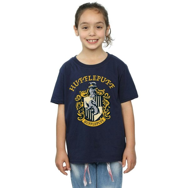 Harry Potter Girls Hufflepuff Cotton T-Shirt - Navy Blue