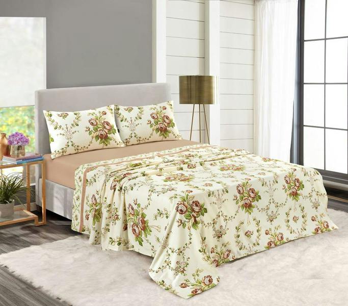 Olivia Flannelette Sheet Set - Natural - Single