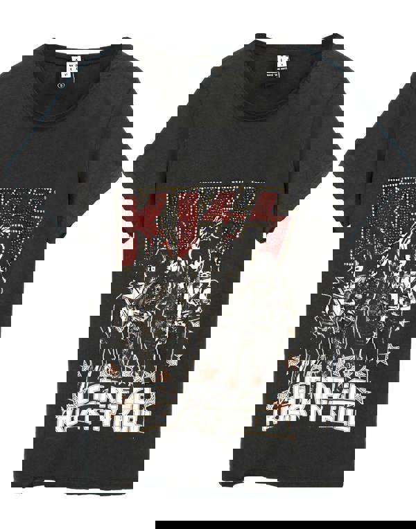 Amplified Clothing Womens Grey Kiss Short Sleeved T-Shirt