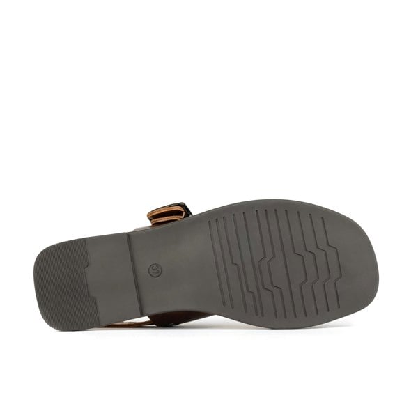 Embassy London Dixon - Brown - Women's flat leather sandals with wide double straps