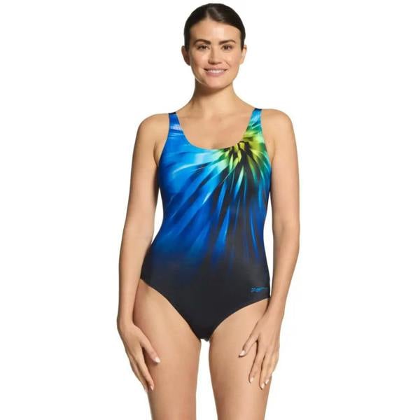 Zoggs Octane adjustable scoopback black one-piece swimsuit