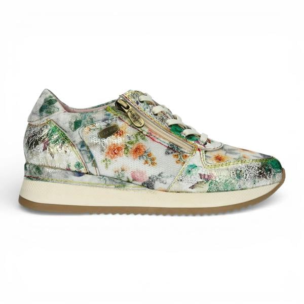 Laura Vita Gycmo 58 - Women's Green Floral Leather Sneakers