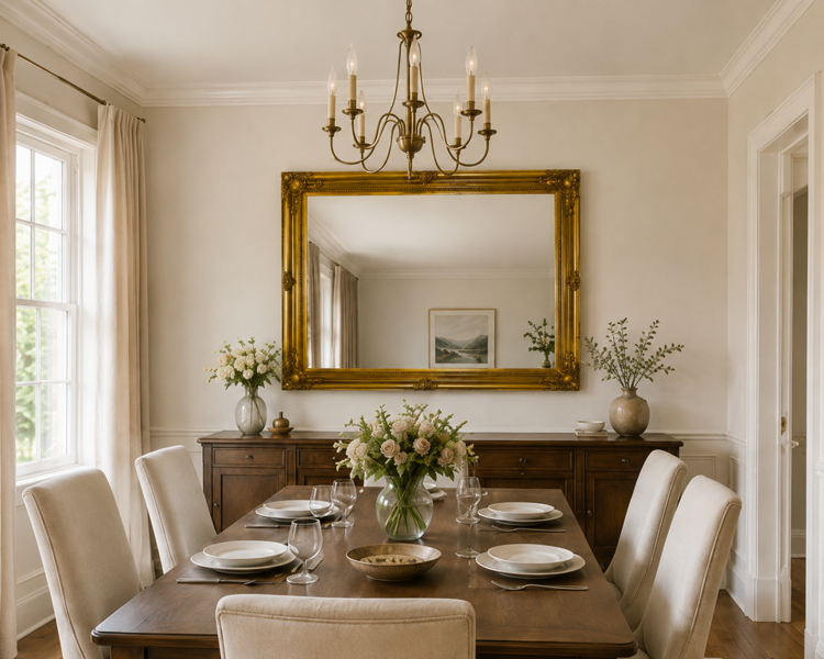 Downton Interiors Antique Gold Extra Large Wood Frame Wall Mirror 106cm 75cm