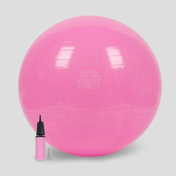 Phoenix Fitness Anti-Burst Fitness Ball with Pump - Pink