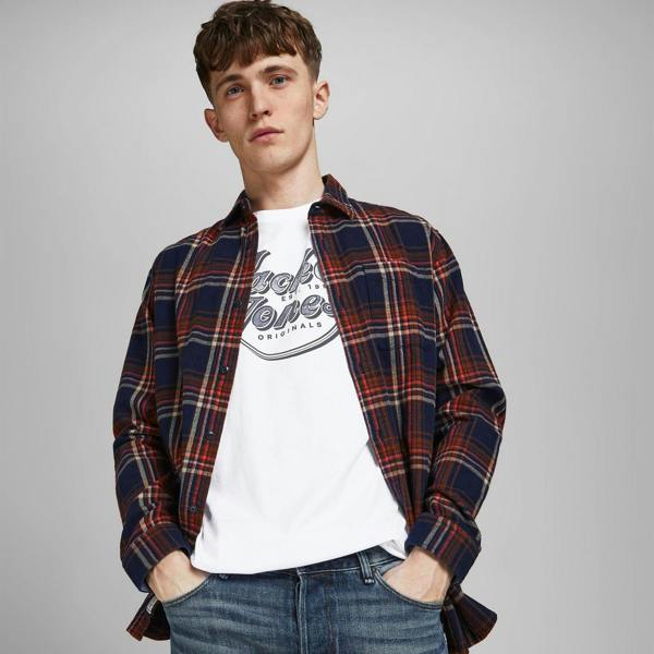 Jack & Jones Men's Classic Logo T-Shirt Stretchy & Soft Regular Fit, White