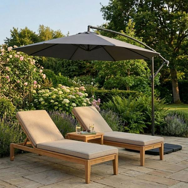 Jardi Cantilever Parasol 3m With Square Base – Grey