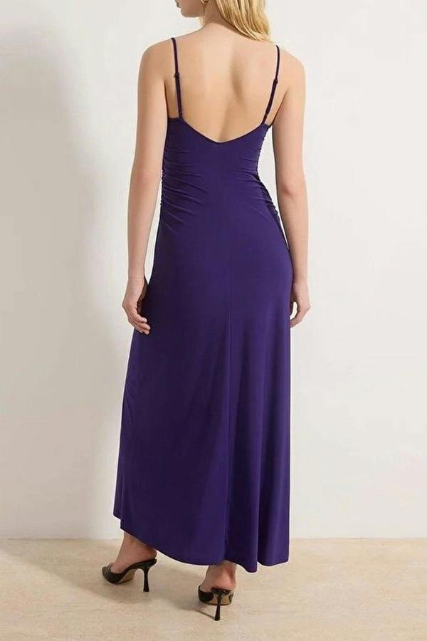 WOVCOR Strappy Backless A-line Maxi Knit Dress