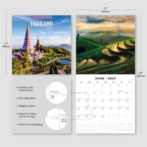 Asia Thailand Calendar 2027, Wall Calendars, Month To View, Travel, Gift