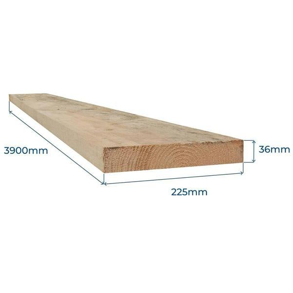 Snowdon Timber Reject Unbanded Scaffold Board (T) 36mm (W) 225mm (L) 3900mm