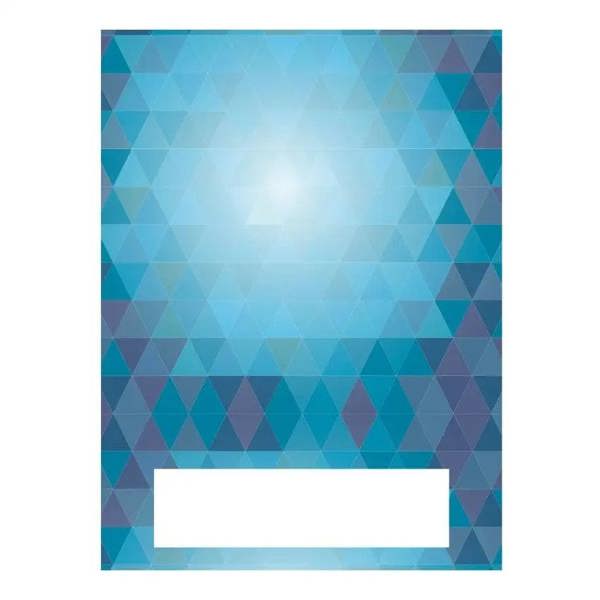 Blue geometric notebook cover with proud moments extra page label
