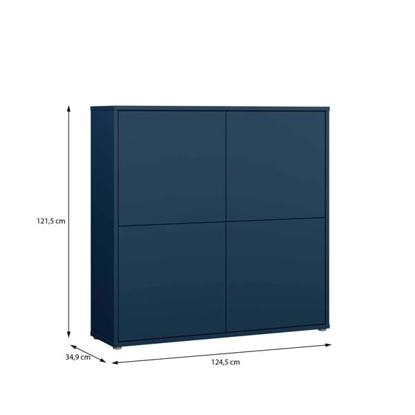 Furniture To Go Alice Springs 4 Door Large Storage Cabinet with Push-to-Open Doors in Night Blue