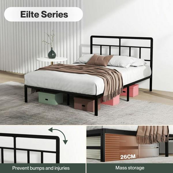 Levede Bed Frame Metal Platform with Headboard Heavy Duty Home Furniture Storage