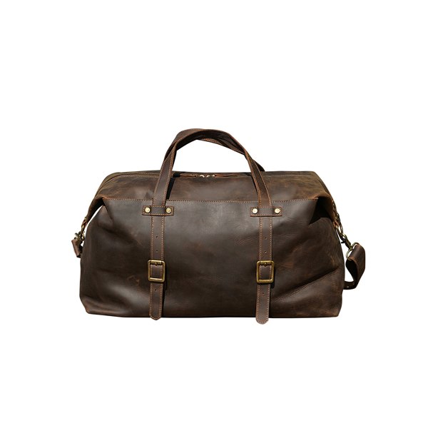 Touribag Large Genuine Leather Holdall - Worn Brown