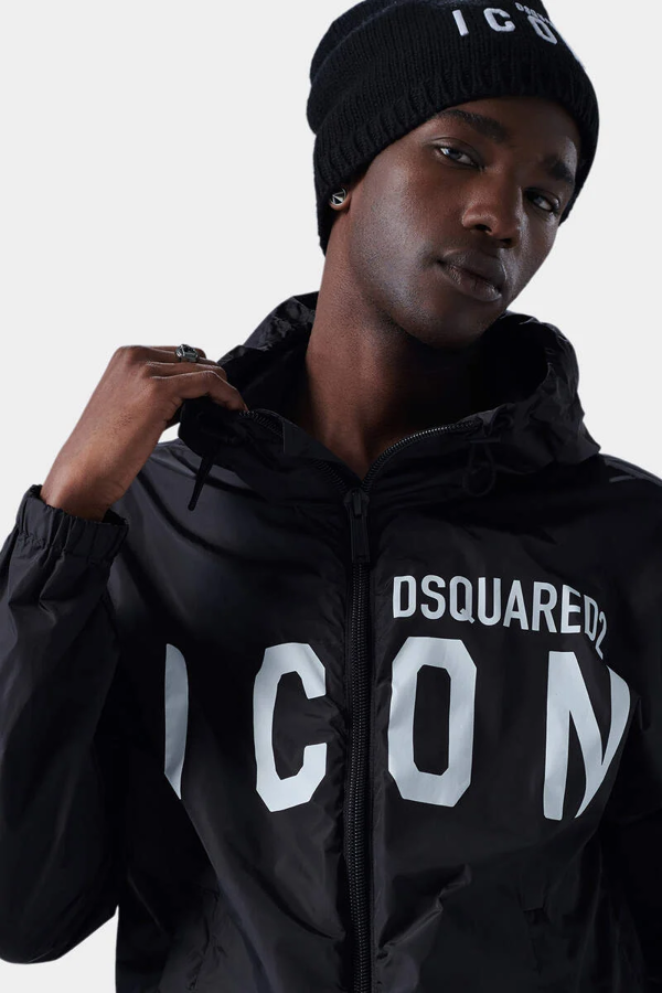 Dsquared2 Large Icon Logo Thin Windbreaker Jacket - Black