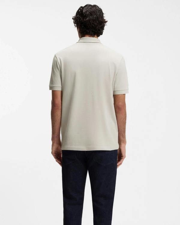 BOSS Orange Passerzip Mens Zip Placket Polo Shirt - Open Grey 070