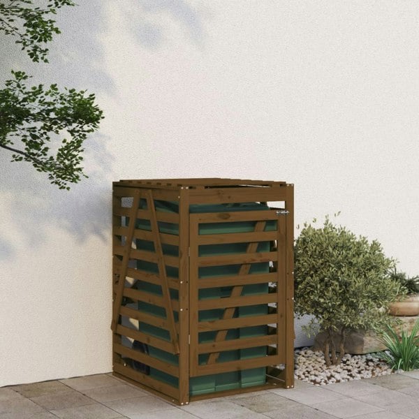 Berkfield Wheelie Bin Storage Honey Brown 84x90x128.5 cm Solid Wood Pine
