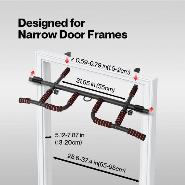 Centra Pull Up Bar Doorway No Drill 200kg Heavy Duty Carbon Steel for Home Black