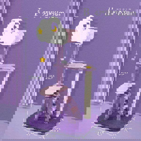 Díaz Cat Climber, Cat Tree, Coral Fleece, Purple-Weilai Concept-Weilai Concept