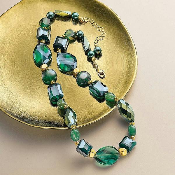 Pia Green Crystal Necklace, Jade & Hematite Beaded