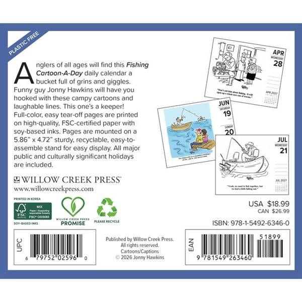 Fishing Cartoon A Day Desk Calendar 2027, Desk Calendars, Day To View, Sports, Gift