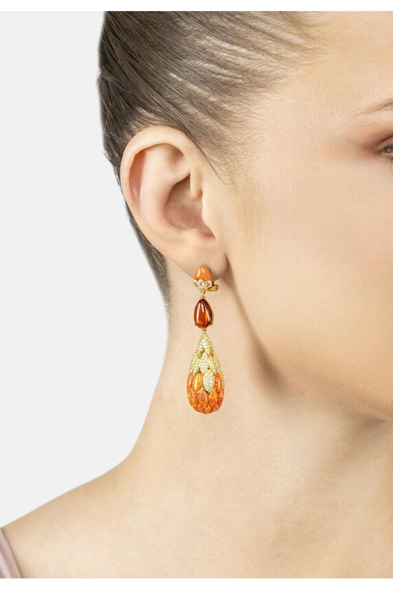 Latelita Carmen Fire Opal Drop Earrings Gold