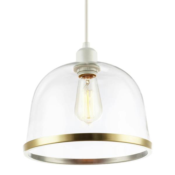 Modern Clear Glass Bowl Pendant Light Shade with Antique Brass Rim Image 8