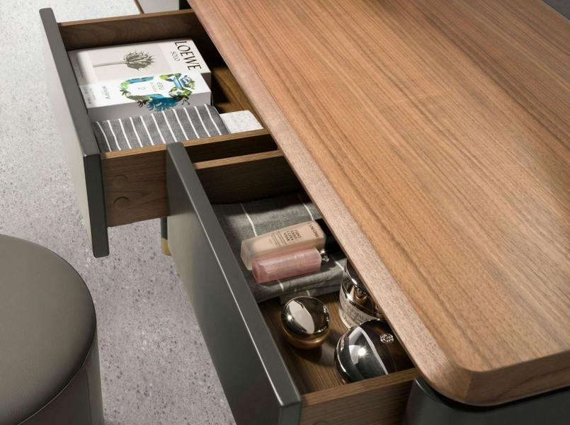 Angel Cerdá Rectangular Console Walnut, Matt Dark Grey Wood and Black Steel 7171