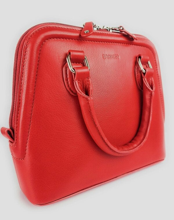 SADDLER KELLY Leather Zip Top Handbag  - Adjustable Strap, Phone Pocket, Crossbody or Handheld - RFID Protected