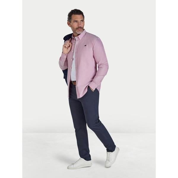 Raging Bull Mens Classic Oxford Long-Sleeved Shirt - Deep Red - 