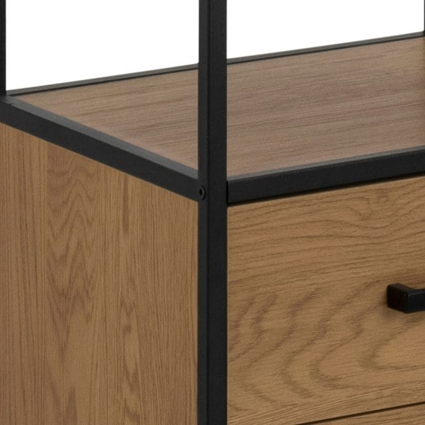 Furniture To Go Seaford Bookcase with 2 Drawers and 3 Shelves in Black & Oak