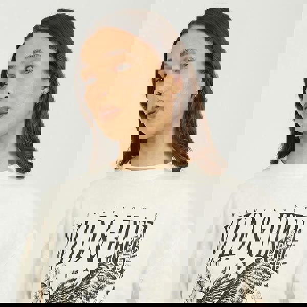 Brave Soul Beige Acid Wash Graphic Print Sweatshirt - Beige Image 4