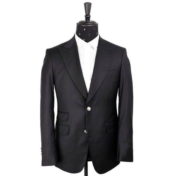 David WeJ Plain Single Breasted Peak Lapel Blazer - Black