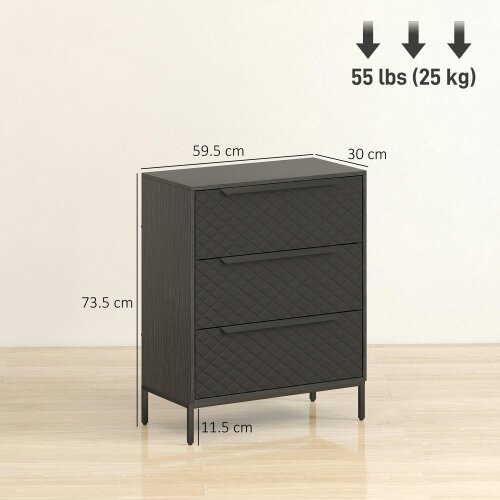 Wyld Haus Salimo Metal Black 3 Fabric Drawer Storage Dresser