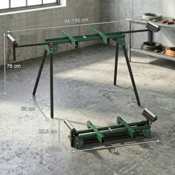 Universal Mitre Saw Stand with Adjustable Rollers and Support Arms, Portable Miter Saw Stand with Folding Legs