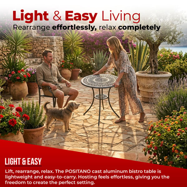 Centurion Supports POSITANO Garden and Patio Grey Cast Aluminium Bistro Table